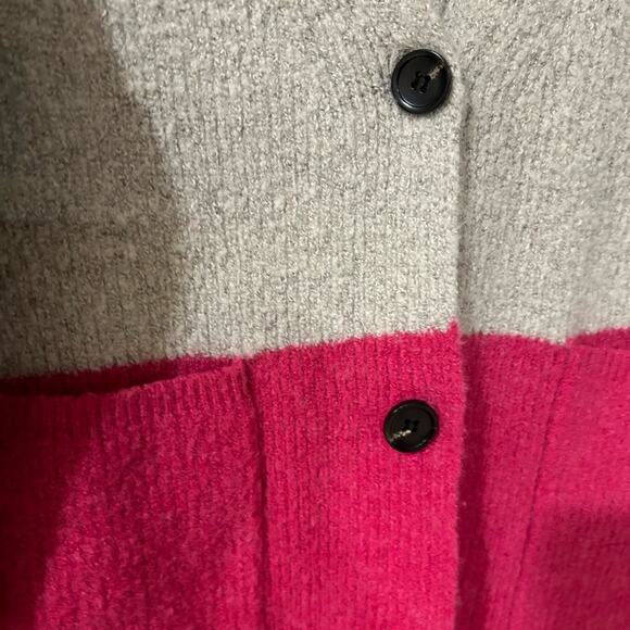 Anthropologie See U Soon Colorblock oversized Cardigan Pink & Oatmeal Size S - Picture 3 of 7